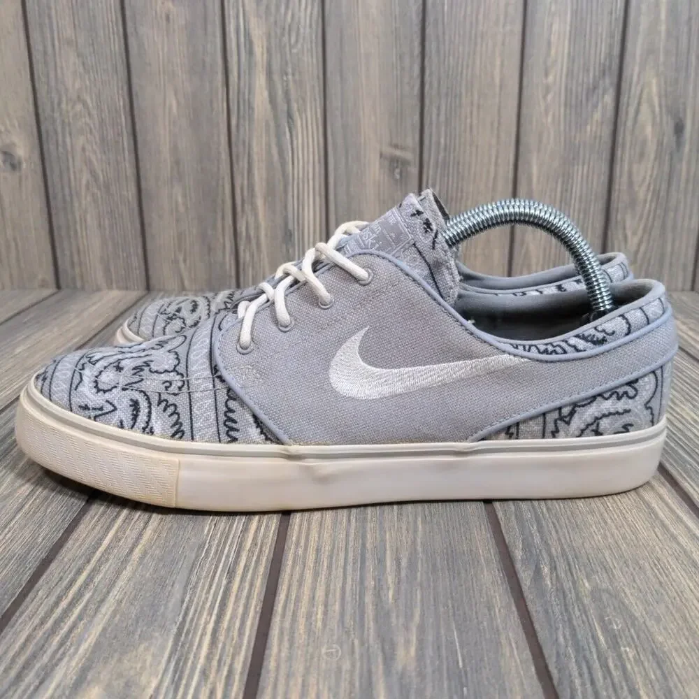 Nike Men Zoom Air SB Stefan Janoski Gray Paisley Floral Skateboarding Shoes Sz 9